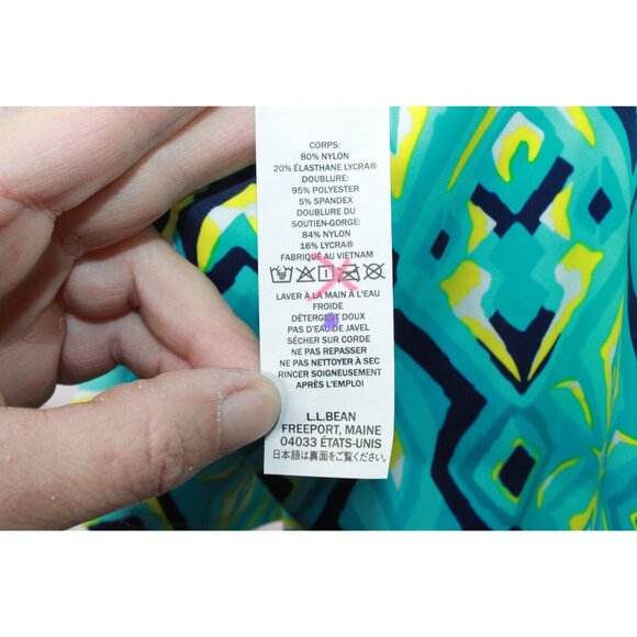 LL Bean BeanSport Swimwear Scoopneck Tankini Top Print Green Size 4 - Picture 9 of 10